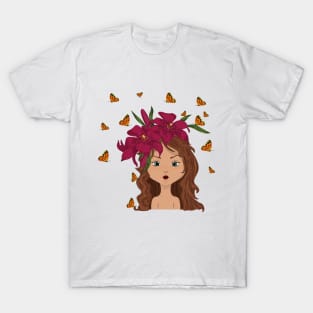 Niña, lirios y mariposas T-Shirt